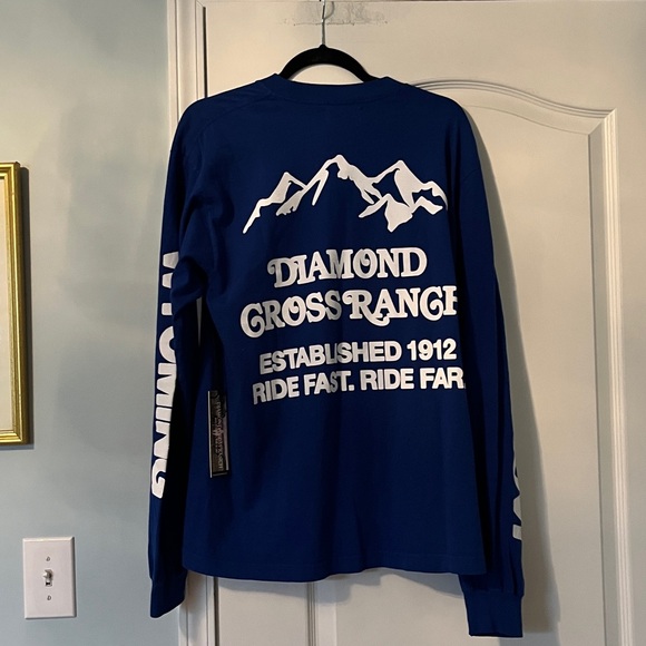 Free People x Diamond Cross Ranch Trailblazer Long Sleeve Blue T-Shirt Sz M NWT - Picture 8 of 13